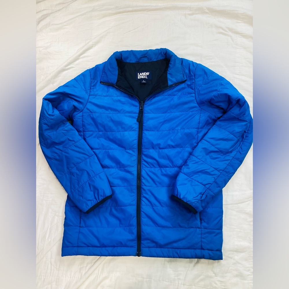 Kids Lands End Lightweight Puffer‎ Jacket Bright Blue Large 14-16